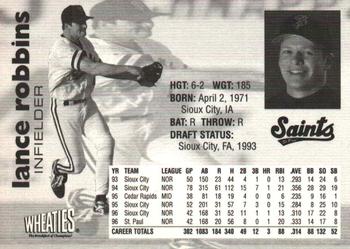 1997 St. Paul Saints #23 Lance Robbins Back