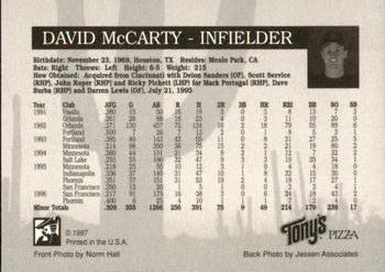 1997 Phoenix Firebirds #NNO David McCarty Back