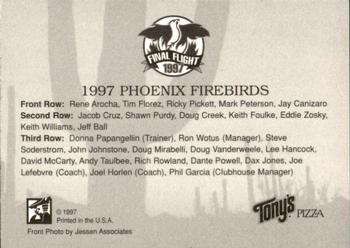 1997 Phoenix Firebirds #NNO Team Picture Back