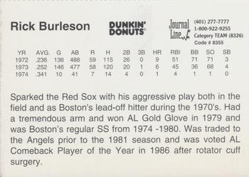 1997 Dunkin' Donuts Pawtucket Red Sox 25th Anniversary All-Stars #NNO Rick Burleson Back
