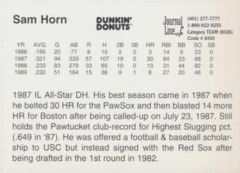 1997 Dunkin' Donuts Pawtucket Red Sox 25th Anniversary All-Stars #NNO Sam Horn Back