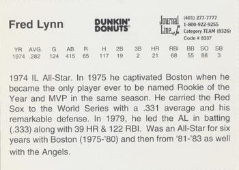1997 Dunkin' Donuts Pawtucket Red Sox 25th Anniversary All-Stars #NNO Fred Lynn Back