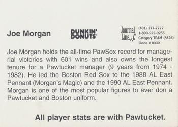 1997 Dunkin' Donuts Pawtucket Red Sox 25th Anniversary All-Stars #NNO Joe Morgan Back
