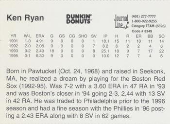 1997 Dunkin' Donuts Pawtucket Red Sox 25th Anniversary All-Stars #NNO Ken Ryan Back
