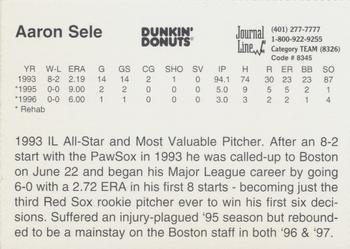 1997 Dunkin' Donuts Pawtucket Red Sox 25th Anniversary All-Stars #NNO Aaron Sele Back