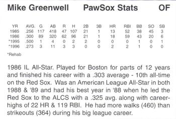 1997 Pawtucket Red Sox 25th Anniversary #NNO Mike Greenwell Back