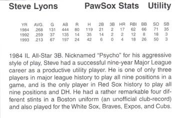 1997 Pawtucket Red Sox 25th Anniversary #NNO Steve Lyons Back