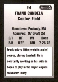 1997 Ogden Raptors #NNO Frank Candela Back