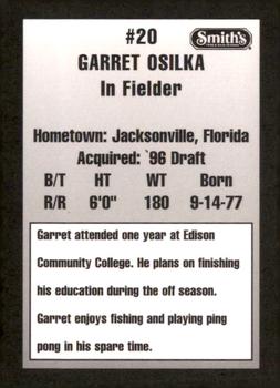 1997 Ogden Raptors #NNO Garret Osilka Back