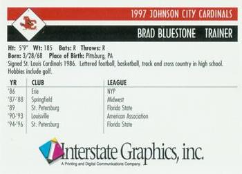 1997 Johnson City Cardinals #NNO Brad Bluestone Back