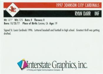 1997 Johnson City Cardinals #NNO Ryan Darr Back