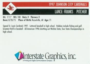 1997 Johnson City Cardinals #NNO Lance Franks Back
