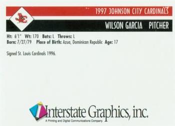 1997 Johnson City Cardinals #NNO Wilson Garcia Back
