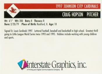 1997 Johnson City Cardinals #NNO Craig Hopson Back
