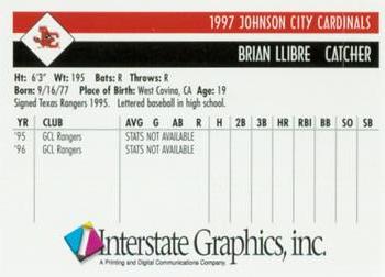 1997 Johnson City Cardinals #NNO Brian Llibre Back