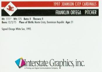 1997 Johnson City Cardinals #NNO Franklin Ortega Back