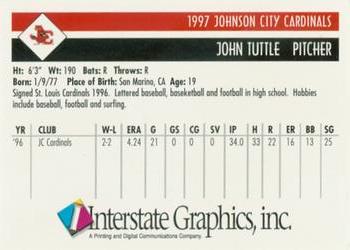 1997 Johnson City Cardinals #NNO John Tuttle Back