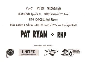 1997 Idaho Falls Braves #NNO Pat Ryan Back