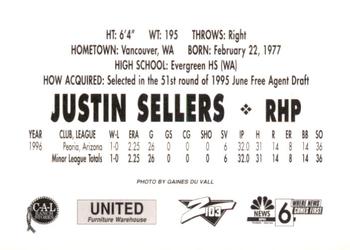 1997 Idaho Falls Braves #NNO Justin Sellers Back