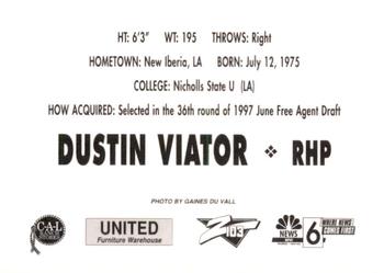 1997 Idaho Falls Braves #NNO Dustin Viator Back