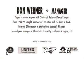 1997 Idaho Falls Braves #NNO Don Werner Back