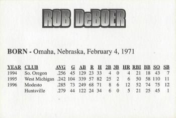 1997 Huntsville Stars #NNO Rob DeBoer Back