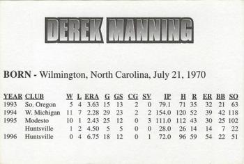 1997 Huntsville Stars #NNO Derek Manning Back