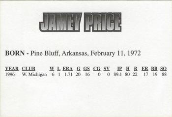 1997 Huntsville Stars #NNO Jamey Price Back
