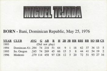 1997 Huntsville Stars #NNO Miguel Tejada Back