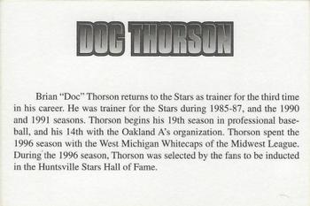 1997 Huntsville Stars #NNO Doc Thorson Back