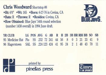 1997 Dunedin Blue Jays #32 Chris Woodward Back