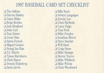 1997 Dunedin Blue Jays #34 Title Card Back