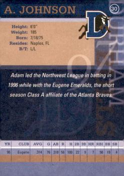 1997 Durham Bulls #30 Adam Johnson Back