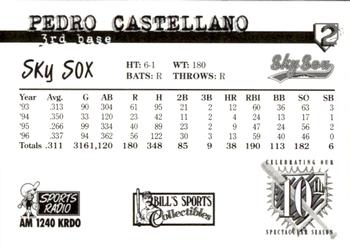 1997 Colorado Springs Sky Sox All-Time Team #2 Pedro Castellano Back