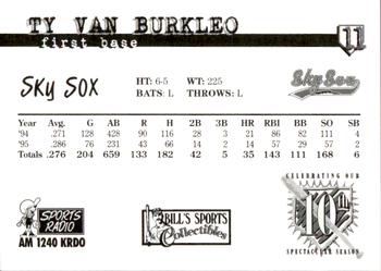 1997 Colorado Springs Sky Sox All-Time Team #11 Ty Van Burkleo Back