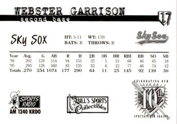 1997 Colorado Springs Sky Sox All-Time Team #17 Webster Garrison Back