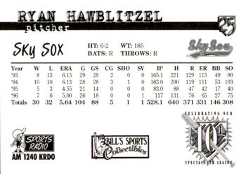 1997 Colorado Springs Sky Sox All-Time Team #25 Ryan Hawblitzel Back