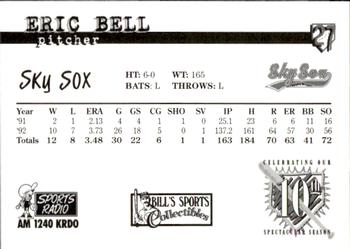 1997 Colorado Springs Sky Sox All-Time Team #27 Eric Bell Back