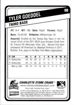 2014 Choice Charlotte Stone Crabs #08 Tyler Goeddel Back