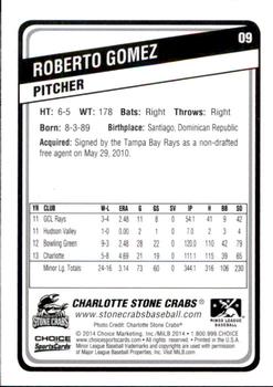 2014 Choice Charlotte Stone Crabs #09 Roberto Gomez Back