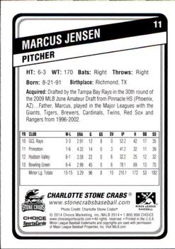 2014 Choice Charlotte Stone Crabs #11 Marcus Jensen Back