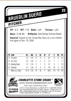 2014 Choice Charlotte Stone Crabs #23 Bruedlin Suero Back