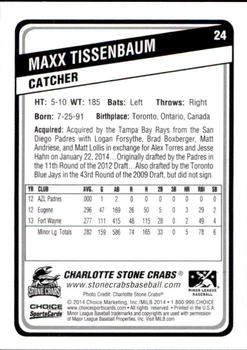 2014 Choice Charlotte Stone Crabs #24 Maxx Tissenbaum Back