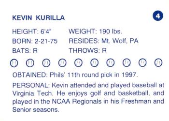 1997 Batavia Clippers #4 Kevin Kurilla Back