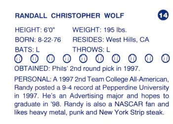 1997 Batavia Clippers #14 Randall Wolf Back