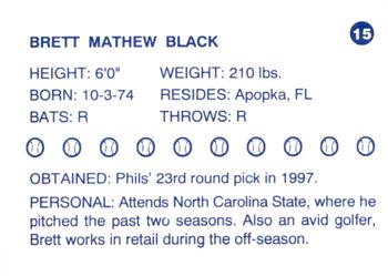 1997 Batavia Clippers #15 Brett Black Back