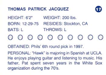 1997 Batavia Clippers #17 Thomas Jacquez Back