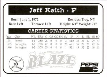 1997 Bakersfield Blaze (SGA) #18 Jeff Keith Back