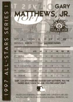 1997 Arizona Fall League #NNO Gary Matthews Jr. Back