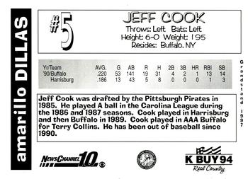 1997 Grandstand Amarillo Dillas #NNO Jeff Cook Back